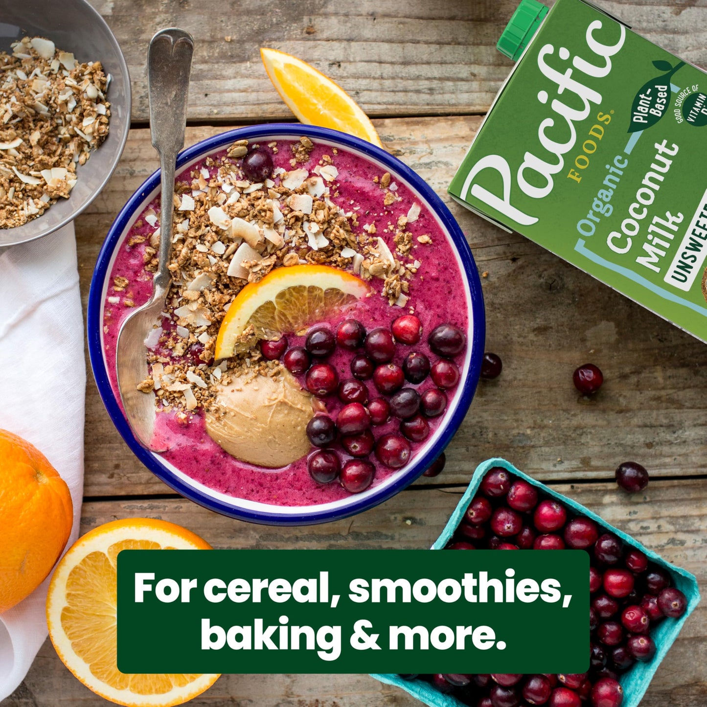 Pacific Foods Organic Unsweetened Coconut Milk, Plant Based Milk, 32 oz Carton