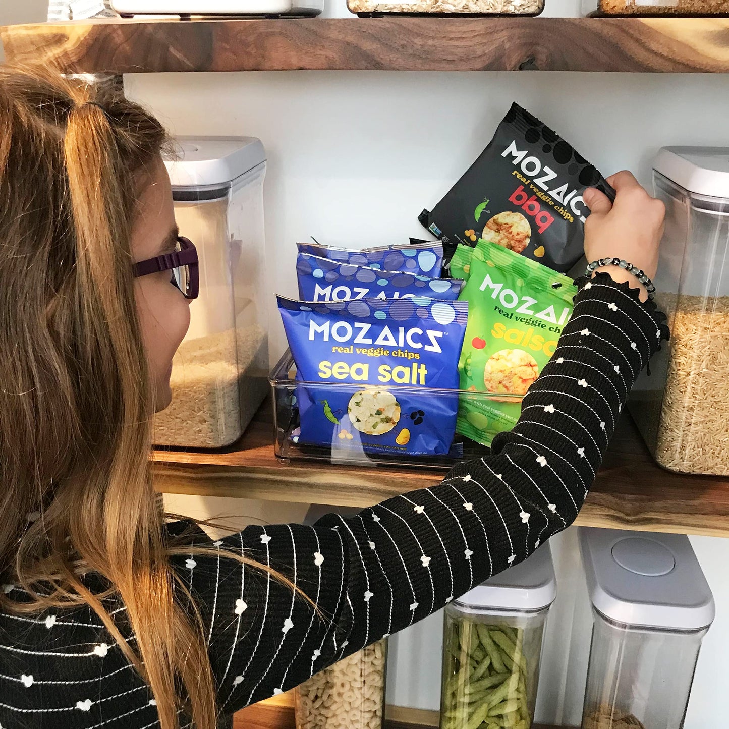 Mozaics Salsa Snack Bags- Popped Veggie Chips (20-Pack) Healthy Pea Protein Crisps Gluten Free (0.75 Oz Single Serving Bags)