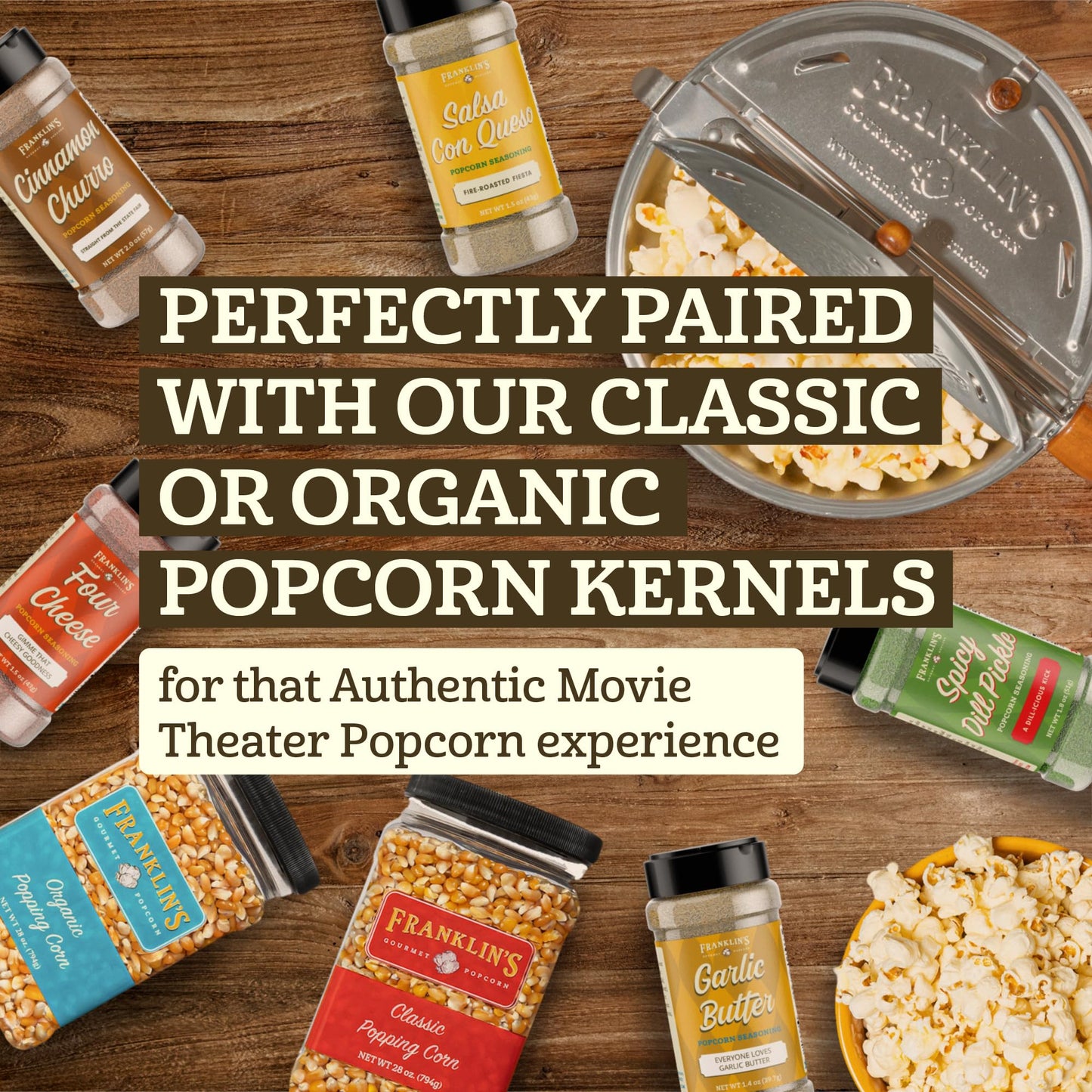 Franklins Gourmet Popcorn Seasoning Powder Variety Pack - 5 Flavors, 7.58 Ounce, Made in USA