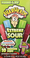 Warheads Extreme Sour Freezer Pops Freeze And Eat 10 Pops Pack Of 2 (20 Pops Total)