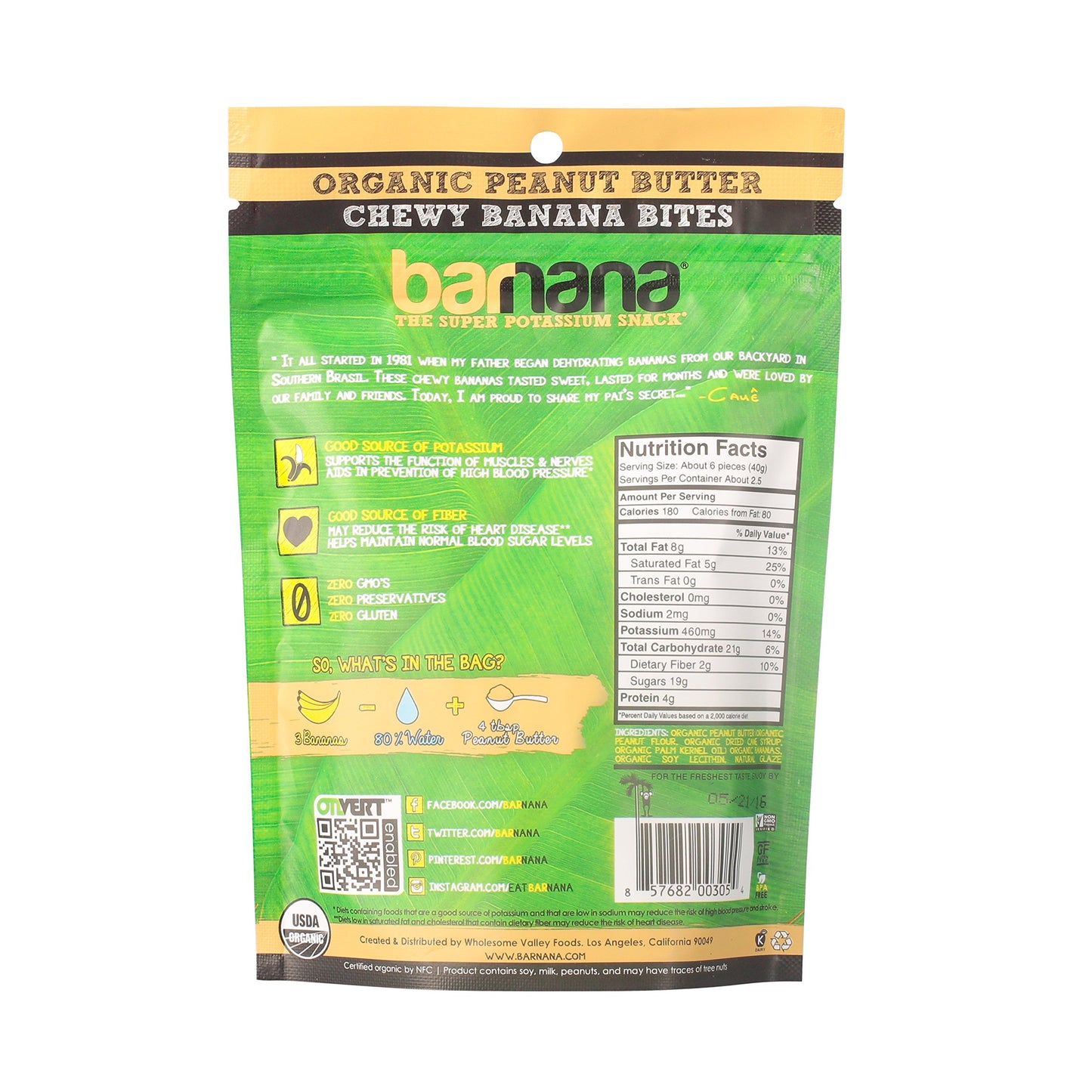 Barnana Organic Peanut Butter Dipped Chewy Banana Bites, 3.5 Ounce Bag