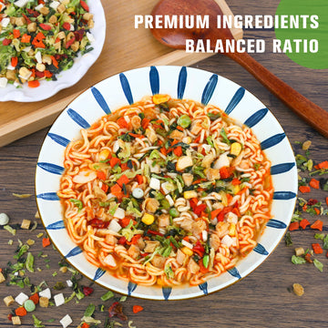 Classic Ramen Toppings Vegetable Mix 14oz, 12 Ingredient Dried Veggie Blend with Goji, Cabbage, Corn & Shitake etc, Non-GMO, Low