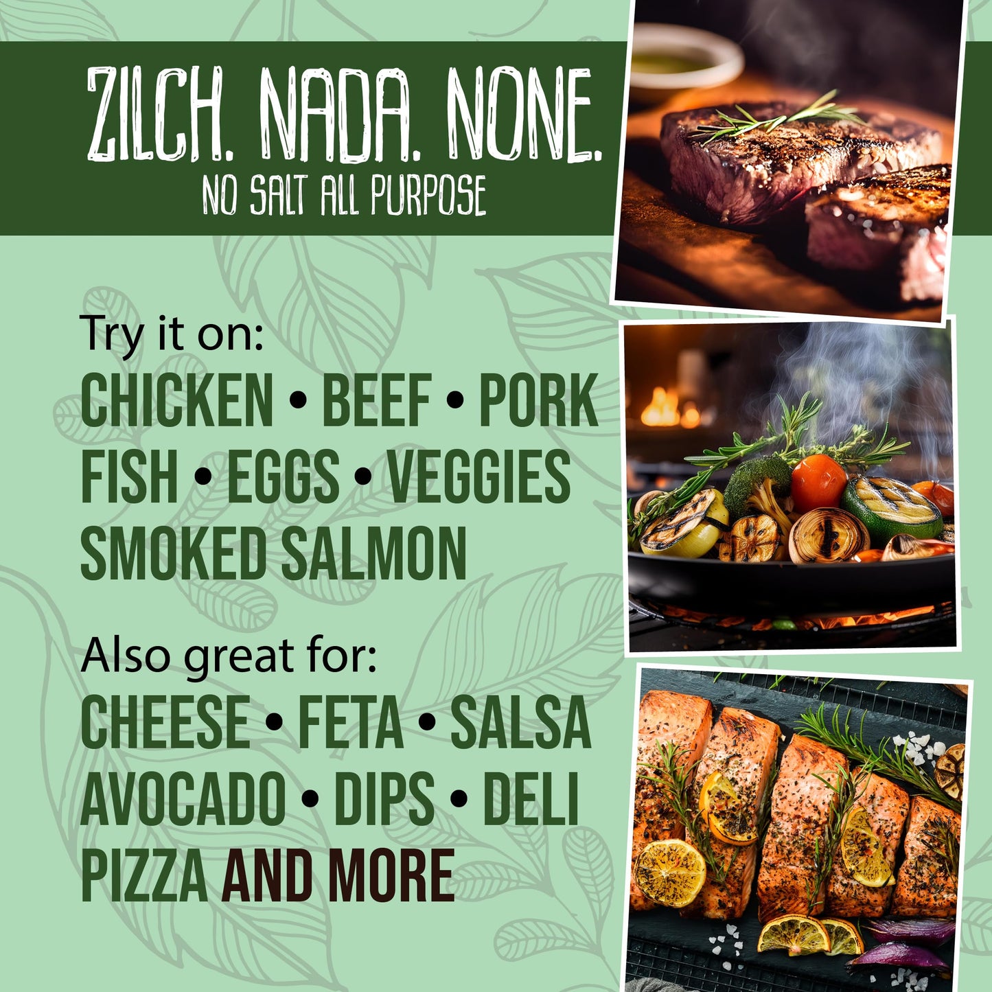 Flavor Seed Zilch Nada None, Organic No Salt Seasoning, Salt Substitute For Cooking With Herbs And Spices, All Purpose Seasoning