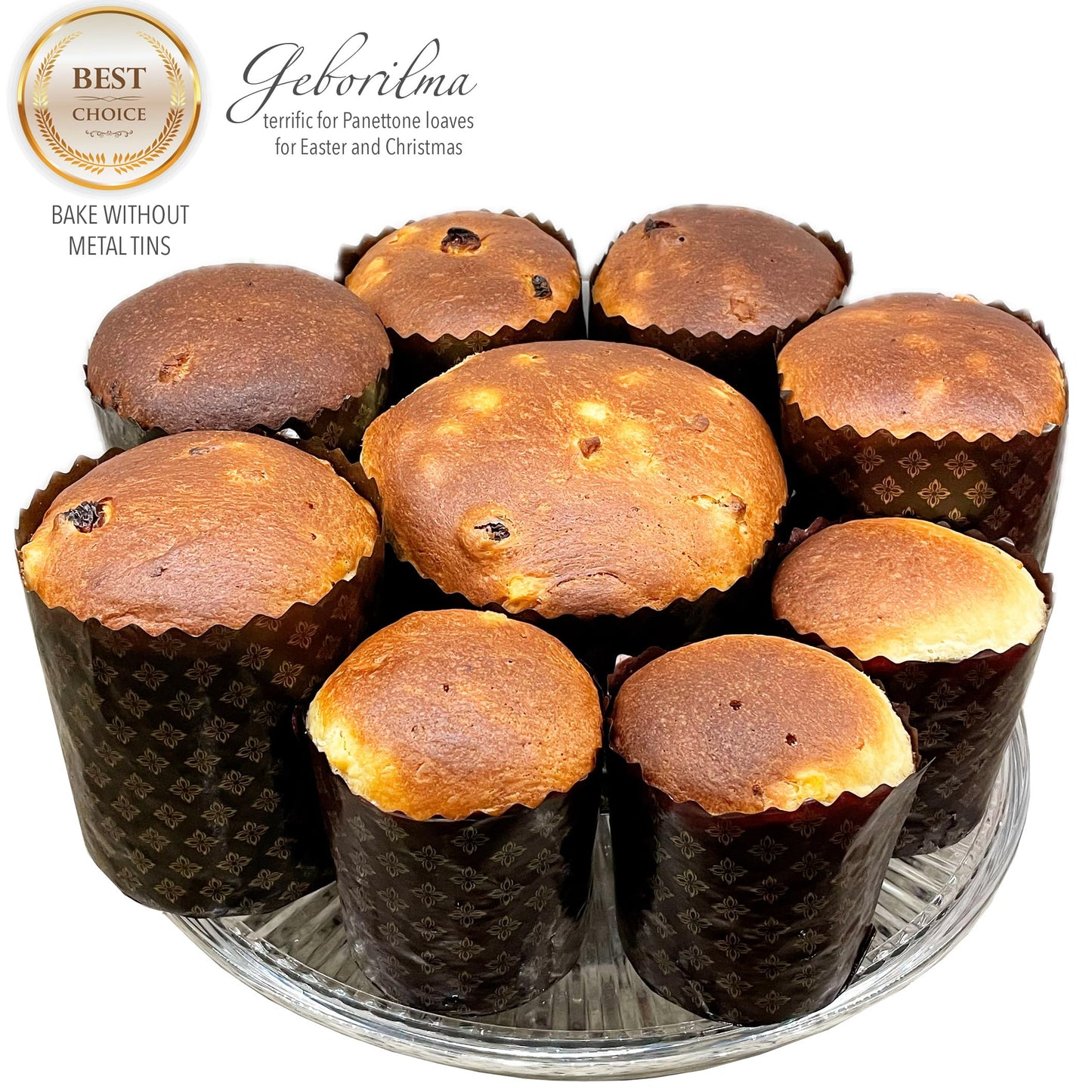 Geborilma Panettone Paper Molds - 16-Pack, 12 Oz, H 3.5 X W 4.25 Inch, H 9 Cm X W 11 Cm, Colomba Paper Mold For Baking Paska, Ea