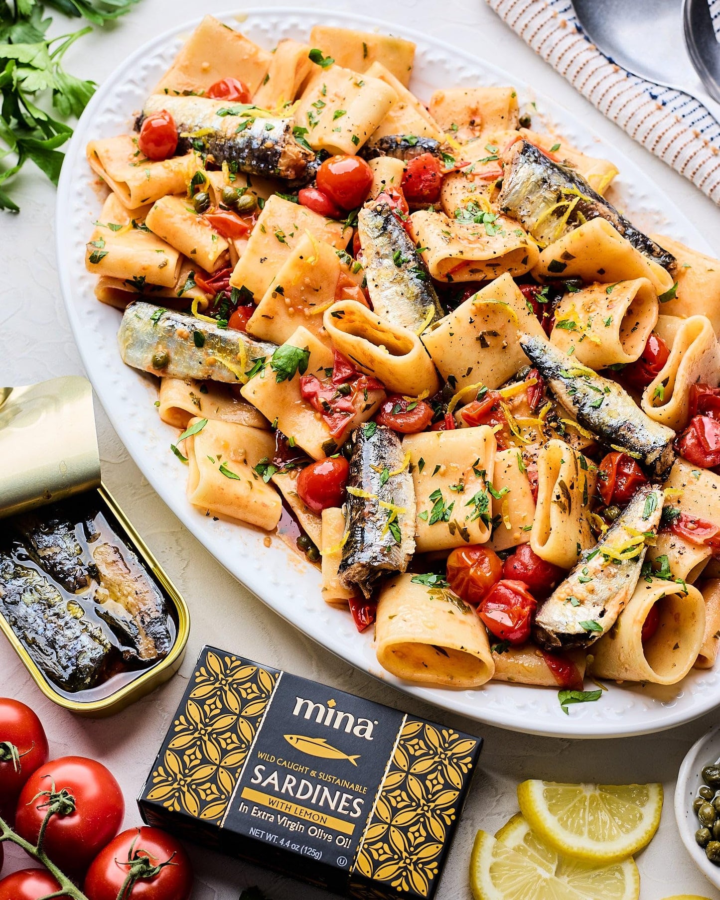 Mina Sardines in Extra Virgin Olive Oil with Lemon, 4.4 oz (Pack of 12), Wild Caught, High in Protein & Omega 3