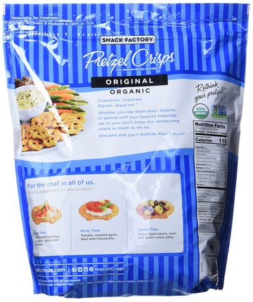 Snack Factory Pretzel Crisps, Original, Organic, 28 oz Bag