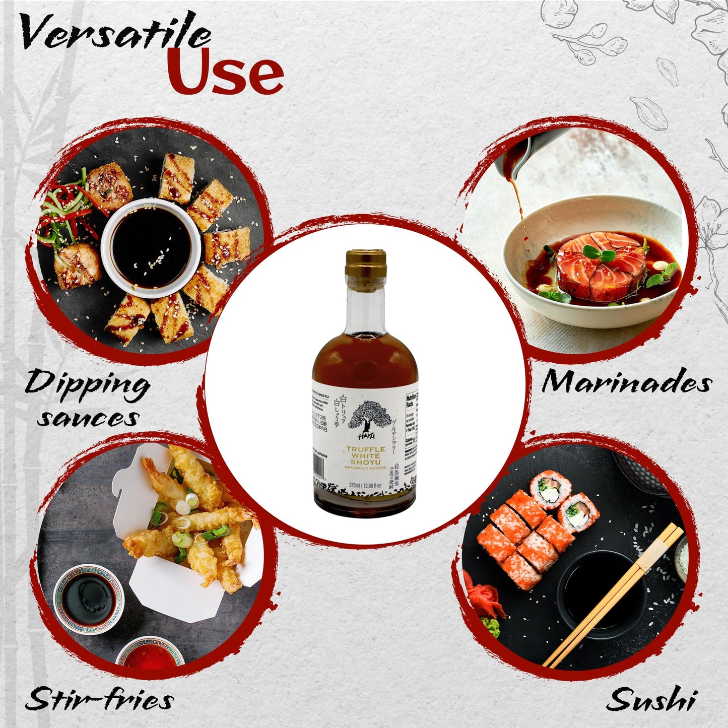 Haku Truffle White Shoyu Naturally Brewed Aged 2 Years, 12.68 Oz (375 Ml) - Traditional Gourmet Dipping Sauce & Marinade For Sus