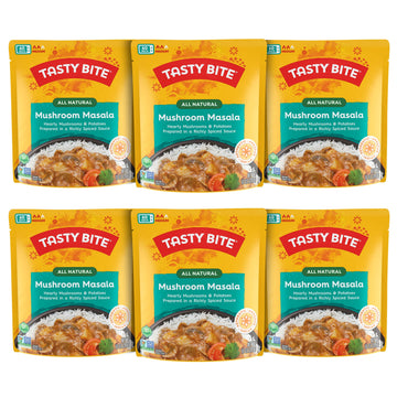 Tasty Bite Mushroom Masala, 10 Ounce, Pack of 6, Ready to Eat, Microwavable Entree, Vegan with Mushrooms & Potatoes