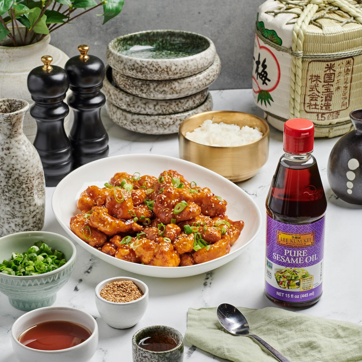 Lee Kum Kee Pure Sesame Oil, Gluten Free, Vegan, Kosher, 15 oz (Pack of 2)