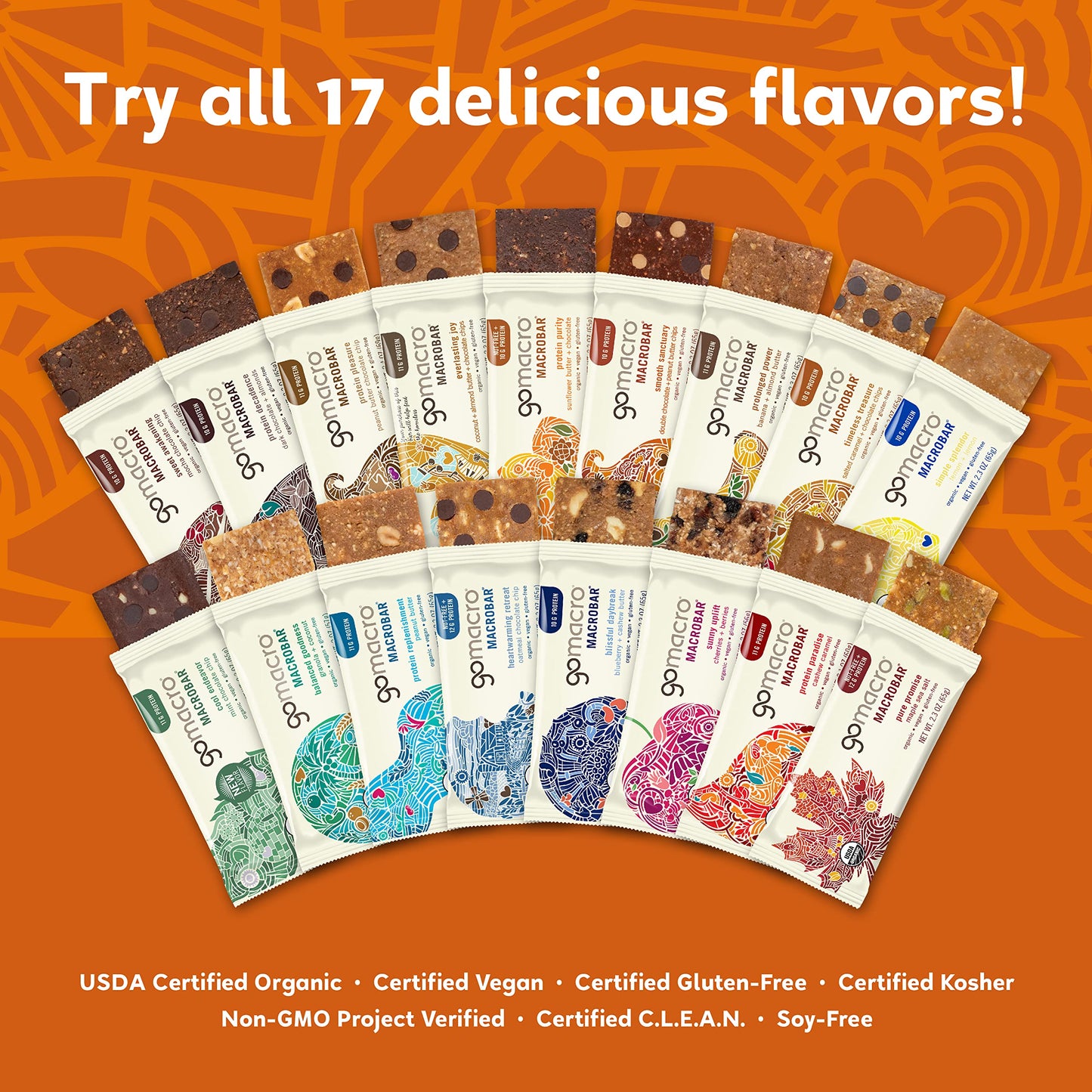 Gomacro Macrobar Organic Vegan Protein Bars - Double Chocolate + Peanut Butter Chips (2.3 Ounce Bars, 12 Count)