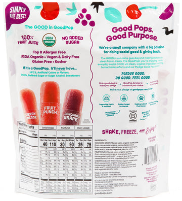 Goodpop Organic Freezer Pops - 100% Juice, No Added Sugar - 20Ct - 2 Pack