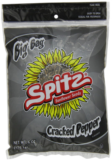 Spitz Cracked Pepper Flavored Sunflower Seeds, 6 Oz Bag (Pack Of 12)