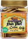 Rani Pani Puri Coins (Uncooked, Microwaveable Wheat Semolina Coins) 14oz (400g) w/Pani Puri Masala (14-Spice Blend for Indian Sp