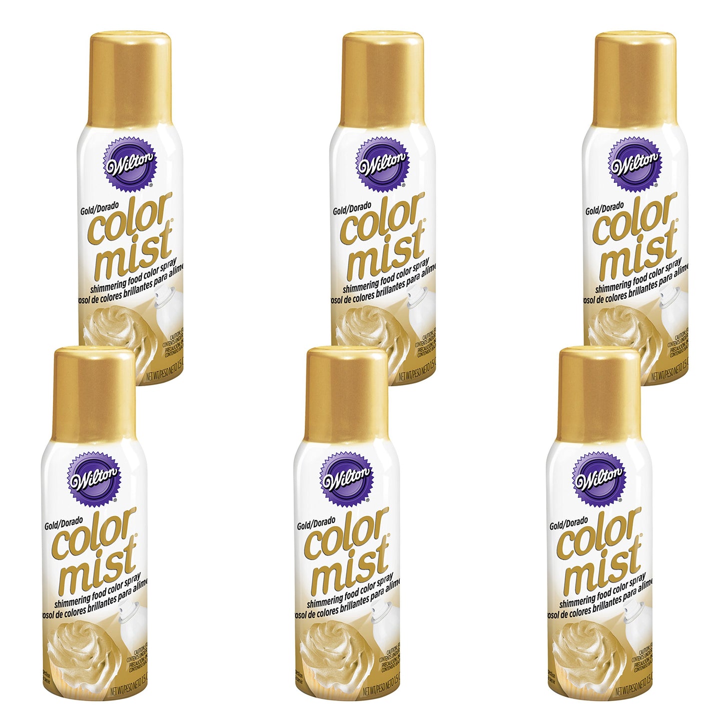 Wilton Gold Color Mist Shimmering Food Color Spray, Multipack Of 6