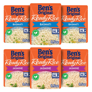 BEN S ORIGINAL Ready Rice Basmati and Jasmine Rice Variety Pack, Easy Dinner Sides, 8.5 OZ Pouch (Pack of 6)