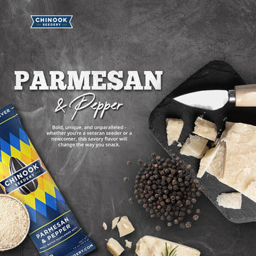 Chinook Seedery Roasted Sunflower Seeds to Eat -1.5 oz (Pack of 36) Parmesan & Pepper - Jumbo Low Sodium Sunflower Seeds Keto Sn