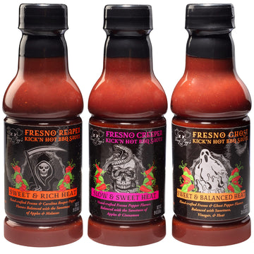 Tony Pigg'S Kick'N Hot Bbq Sauce Value Pack (3 Pk, 19Oz Ea- Fresno Reaper, Ghost, Creeper)- Hand Crafted Barbecue Sauce W Fresh Pepper Heat -Great For Thanksgiving Turkey Dinner- Grilling Gift For Men