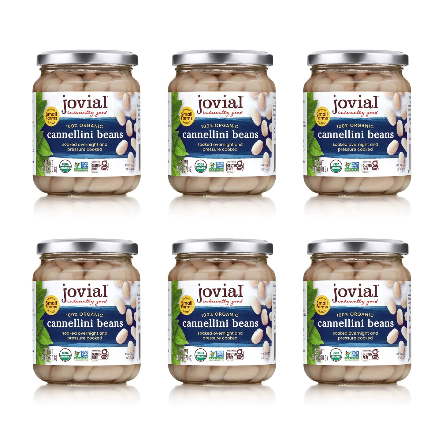 Jovial 100% Organic Cannellini - Cannellini, Organic Cannellini, No Saturated Fat, Gluten Free, Recyclable Glass, Great Source o