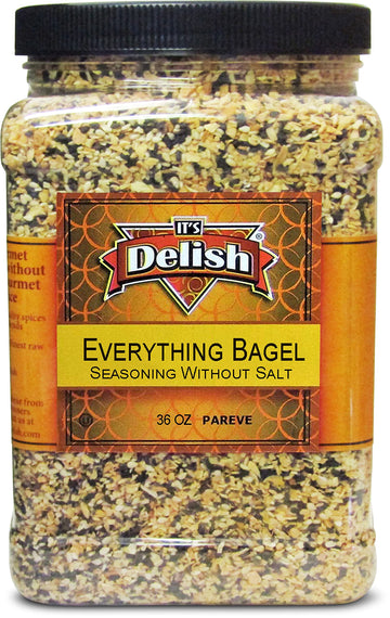 Everything Bagel Seasoning Blend With No Salt By It'S Delish, 36 Oz (2.25 Lbs) Jumbo Container - Premium All Natural Bagel Spice