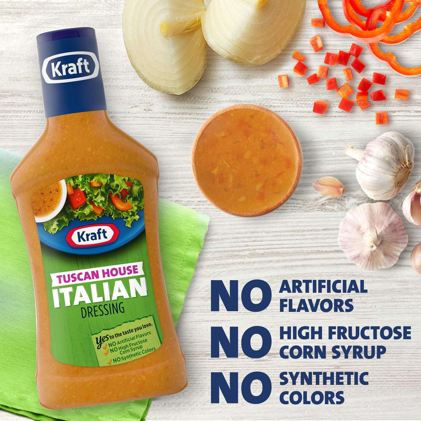 Kraft Salad Dressing Tuscan House Italian, 16 Fl Oz Bottle, Pack of 1