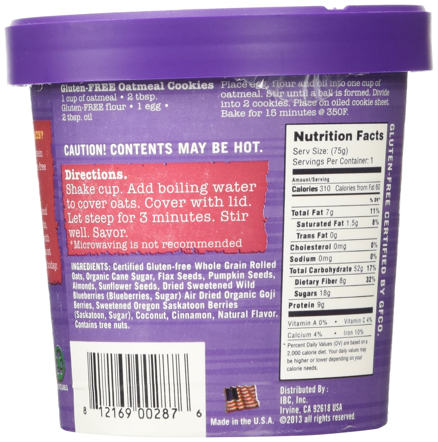 Modern Oats Goji Blueberry Oatmeal, 2.6 Oz