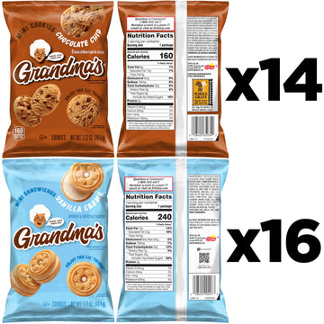 Grandmas Cookies, Mini Cookies Variety Pack, (Pack of 30)