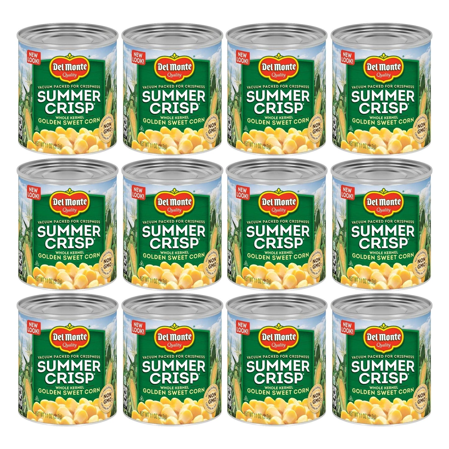 DEL MONTE SUMMER CRISP Whole Kernel Corn, Canned Vegetables, Golden Sweet Corn, 12 Pack, 11 oz Can