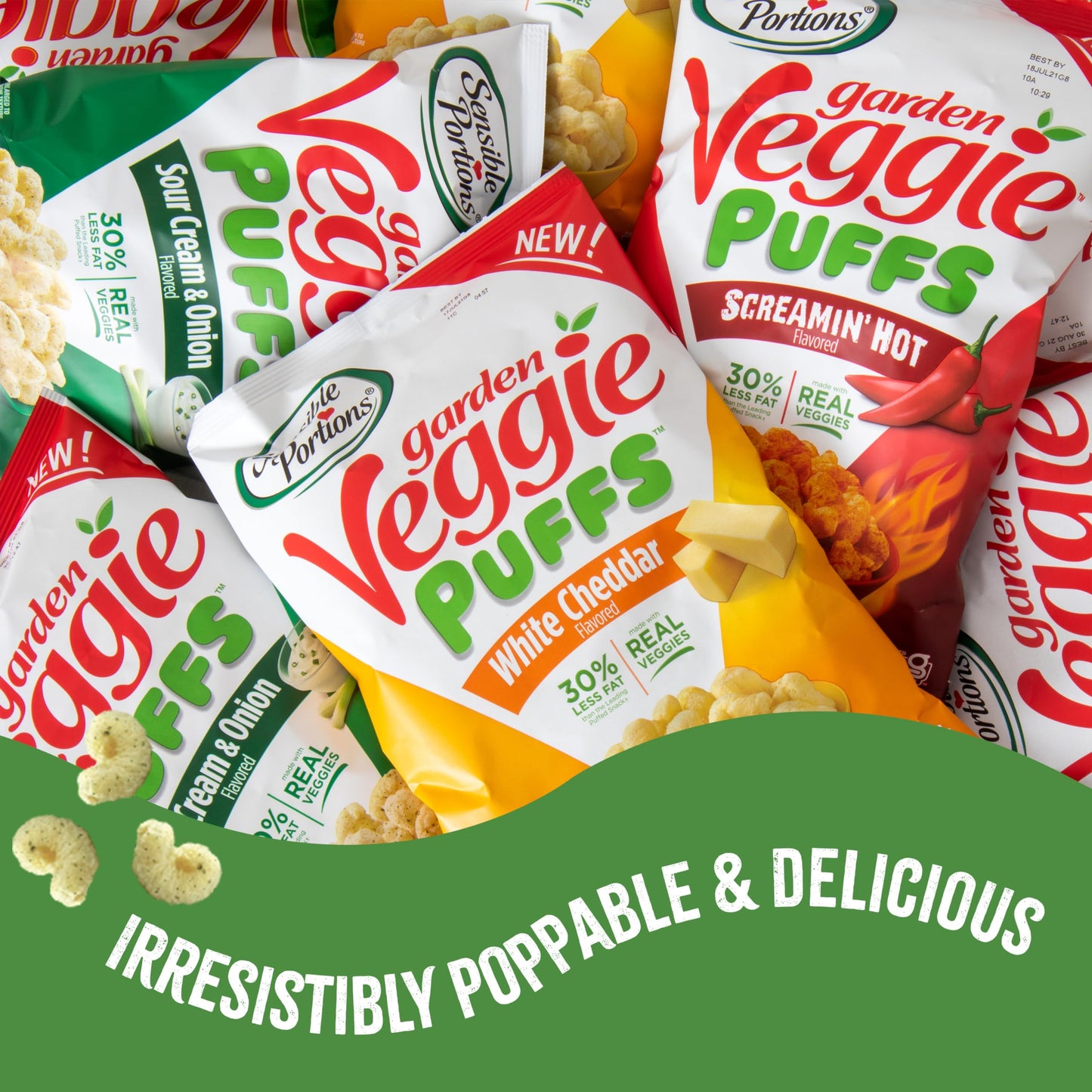 Sensible Portions Veggie Puffs, Sour Cream & Onion, Gluten-Free, 3.75 Ounce Bag, 6-Pack