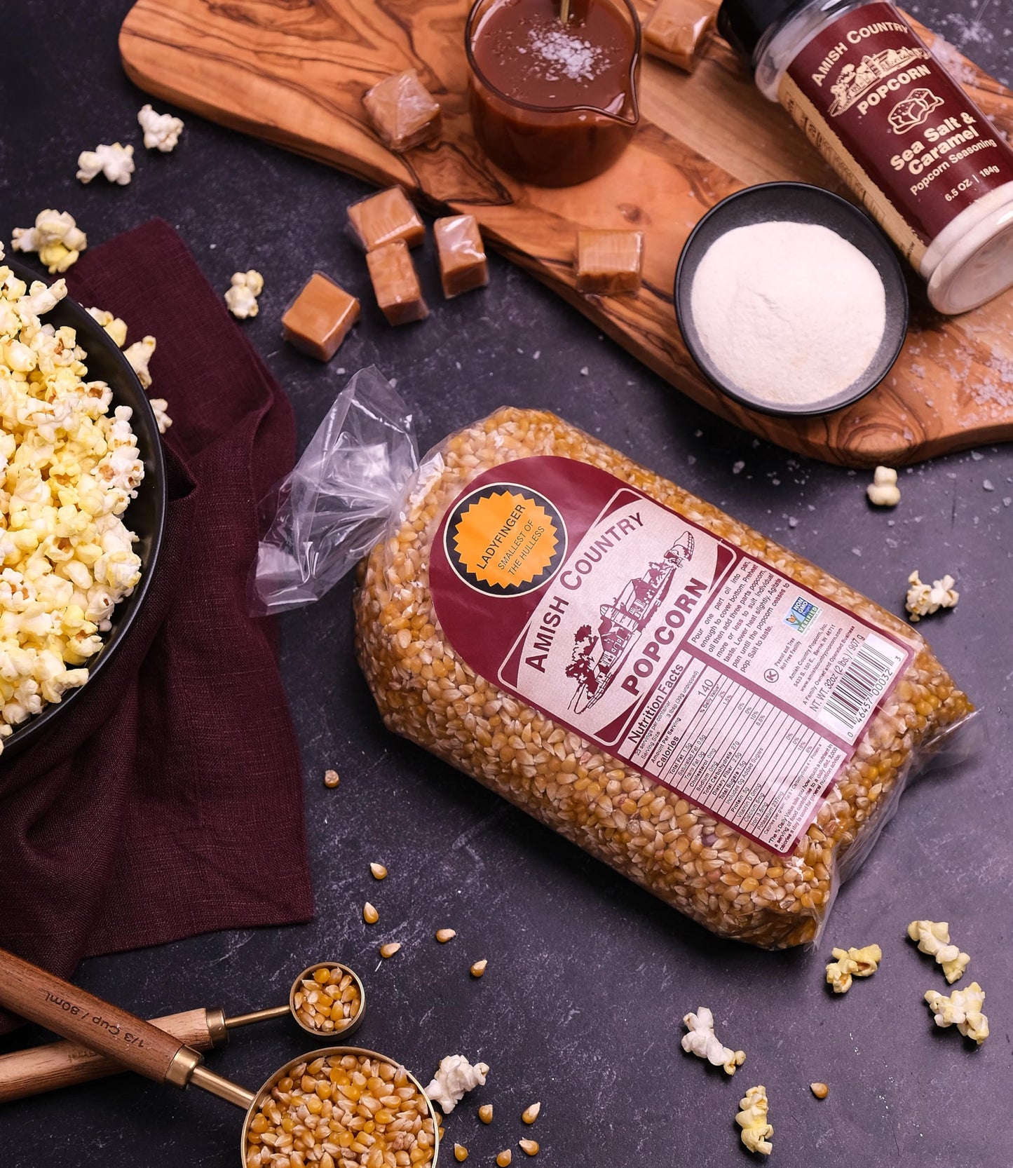 Amish Country Popcorn | 2 Lb Ladyfinger Kernels | Old Fashioned, Non-GMO and Gluten Free (2lb Bag)