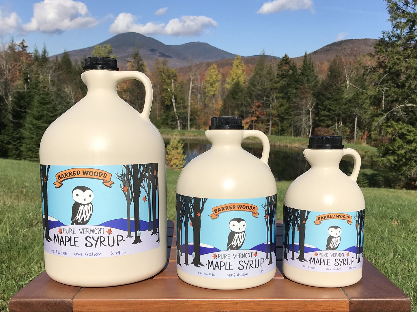 Barred Woods Organic Vermont Maple Syrup - Grade A Amber Rich, Quart Jug (32 Oz)