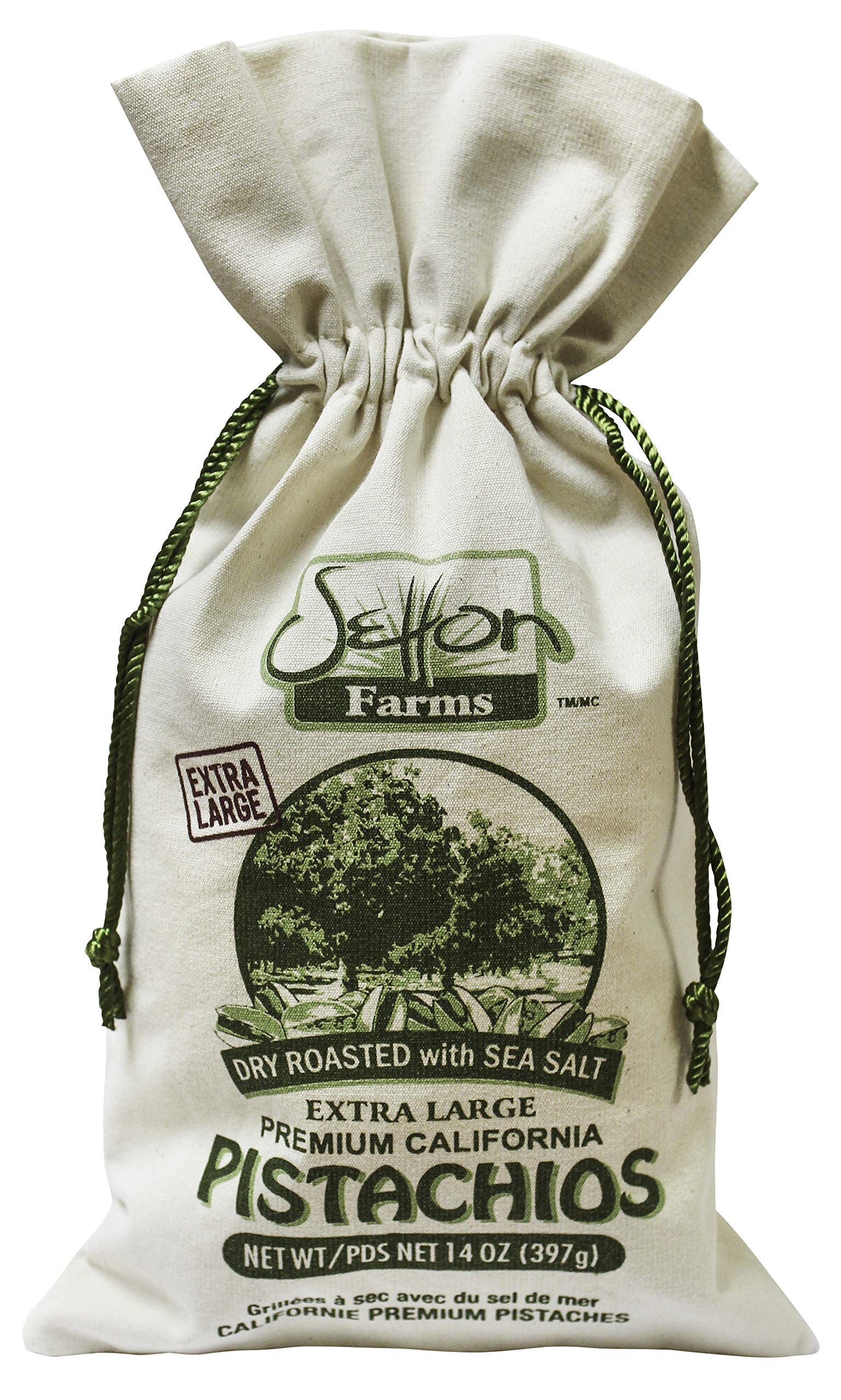 Setton Farms Premium California Pistachios Dry Roasted With Sea Salt Burlap Large Gift Bag| 14 Ounce
