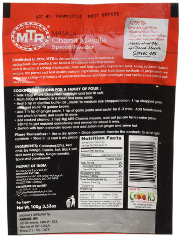 MTR Chana Masala (Spice Powder) - 3.52oz