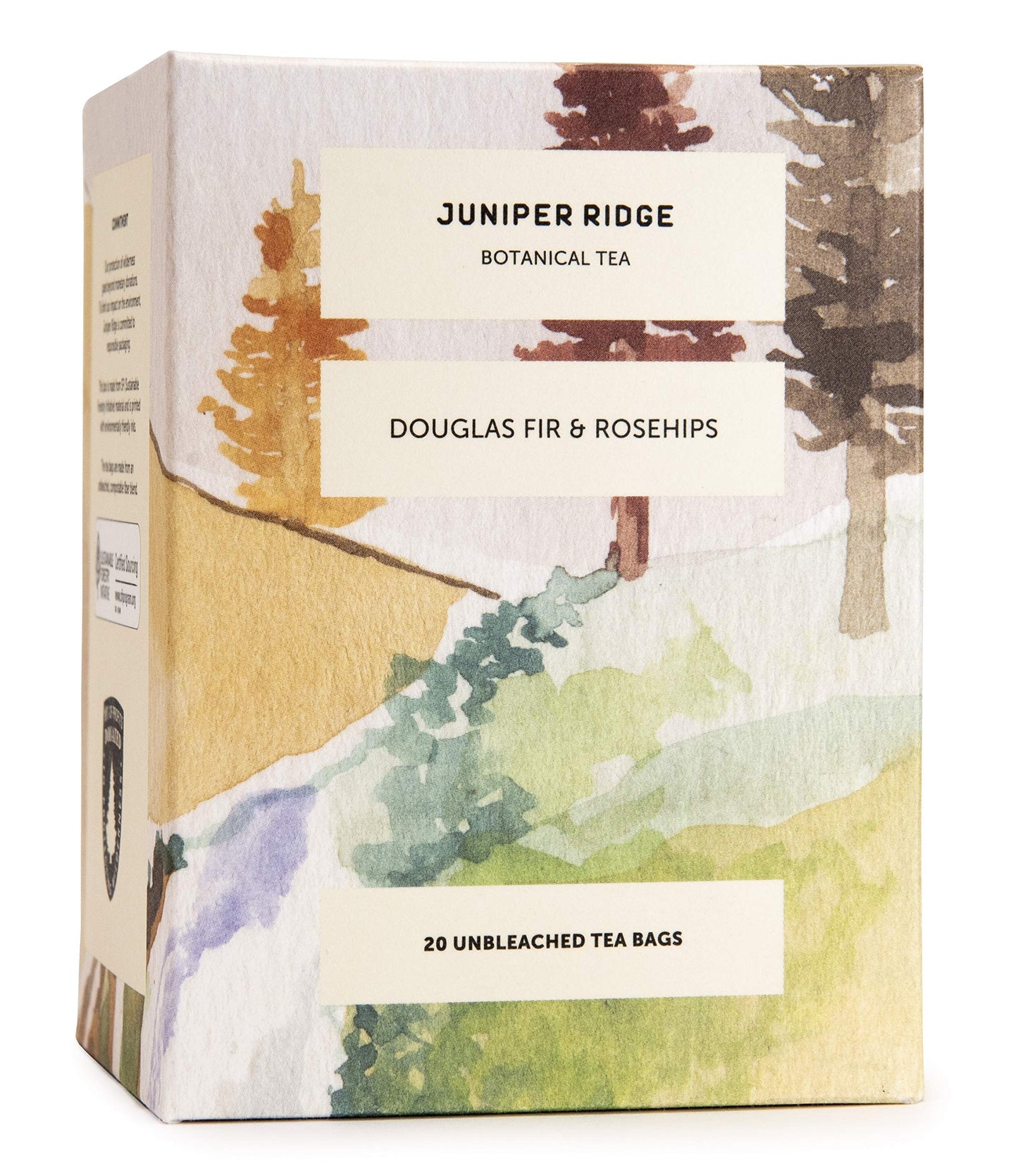 Juniper Ridge Douglas Fir & Rose Hip Botanical Tea - Tart & Tangy Citrus & Mild Evergreen Notes - Vegan Energy Blend Free & Gluten Free - 20 Unbleached Teabags