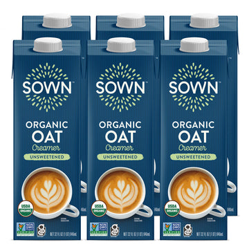 SOWN Organic Oat Creamer Unsweetened - Barista Oat Milk Non Dairy Coffee Creamer - Plant Based, Dairy-Free, Vegan, 0g Added Suga