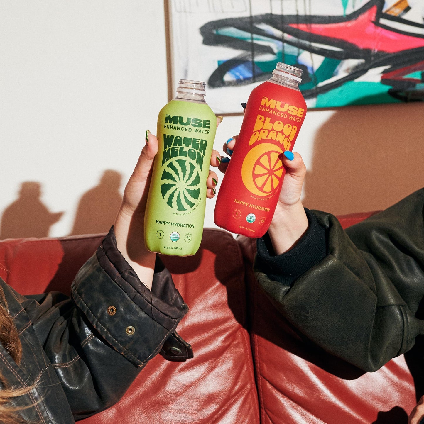 MyMuse Organic Enhanced Flavored Water, Watermelon, 16.9oz Bottle (12 pack), 1G of Sugar, Immune Support with Zinc & Elderberry,