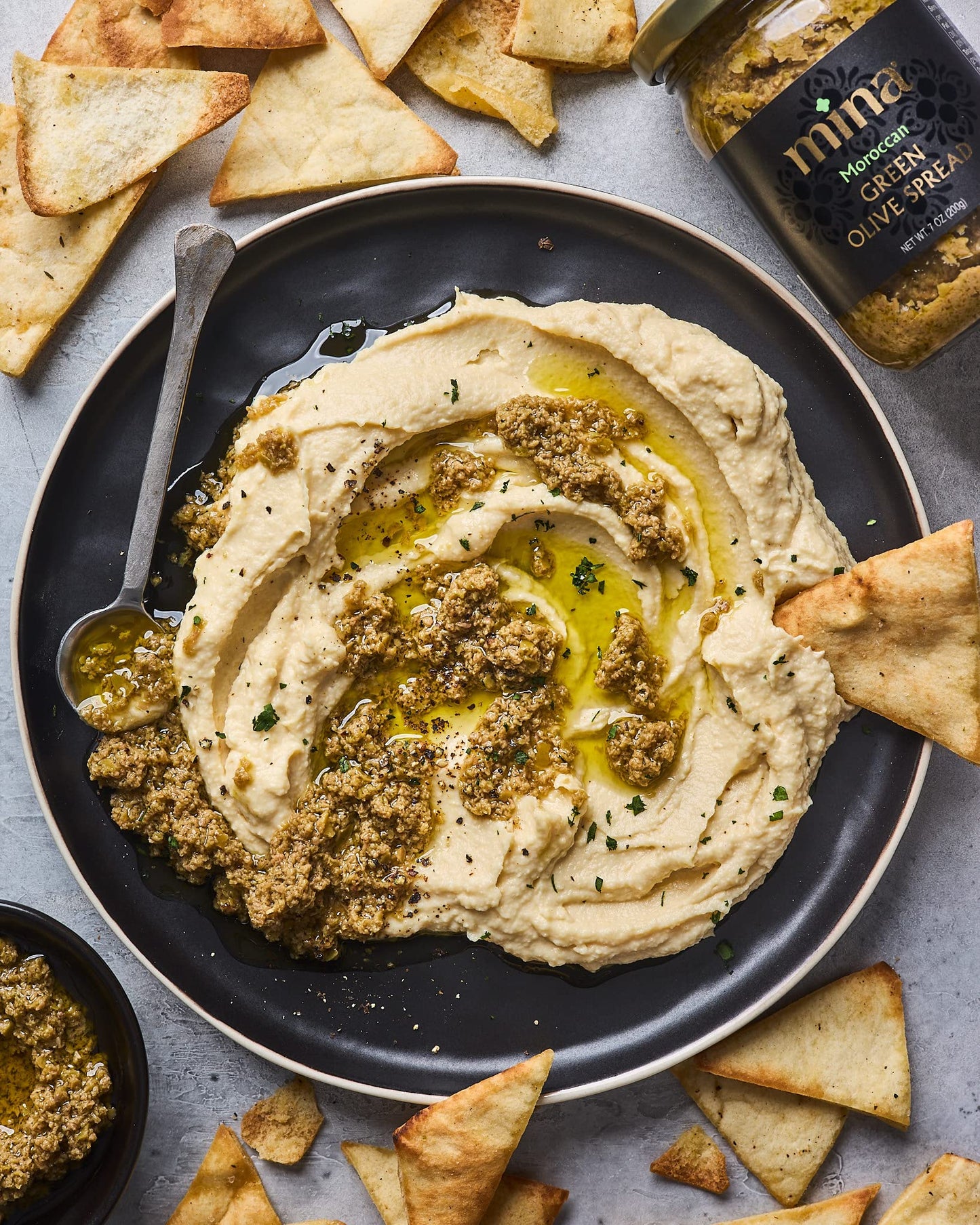 Mina Gourmet Olive Tapenade, Moroccan Green Olives, 7 oz (200g), Perfect for Appetizers and Dips