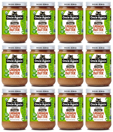Once Again Organic Creamy Cashew Butter, 16oz - Unsweetened - USDA Organic, Gluten free Certified, Vegan, Kosher, Peanut Free -