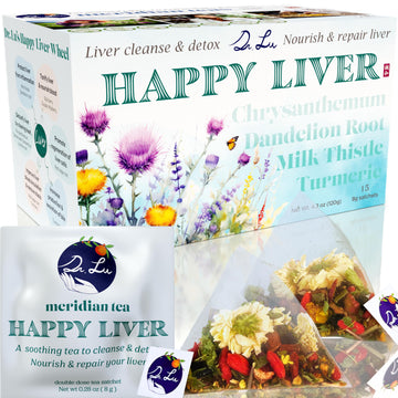 Dr. Lus Happy Liver Tea | 100% Natural Liver Cleanse Detox & Repair Tea Made In Us | 11-Flavor Milk Thistle, Turmeric, Chrysanth
