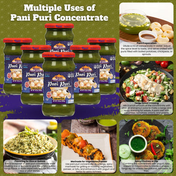 Rani Pani Puri Concentrate (Sweet & Spicy To Make Pani Water/Spicy Water) 10.5Oz (300G) Glass Jar, Ready To Eat, Pack Of 5+1 Fre