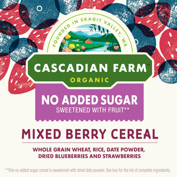 Cascadian Farm Organic Mixed Berry Cereal, No Added Sugar, 12.5 Oz