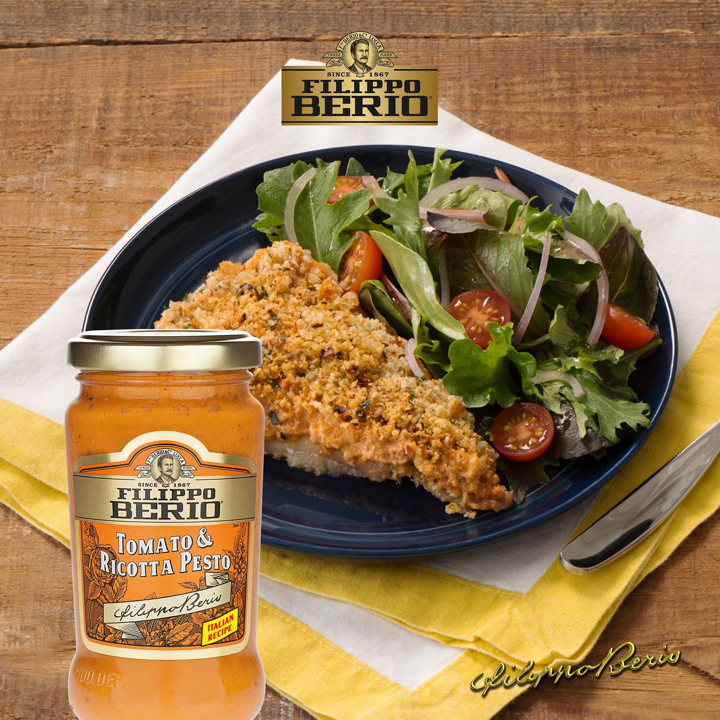 Filippo Berio Pesto, Tomato & Ricotta, 6.7 Ounce Glass Jar