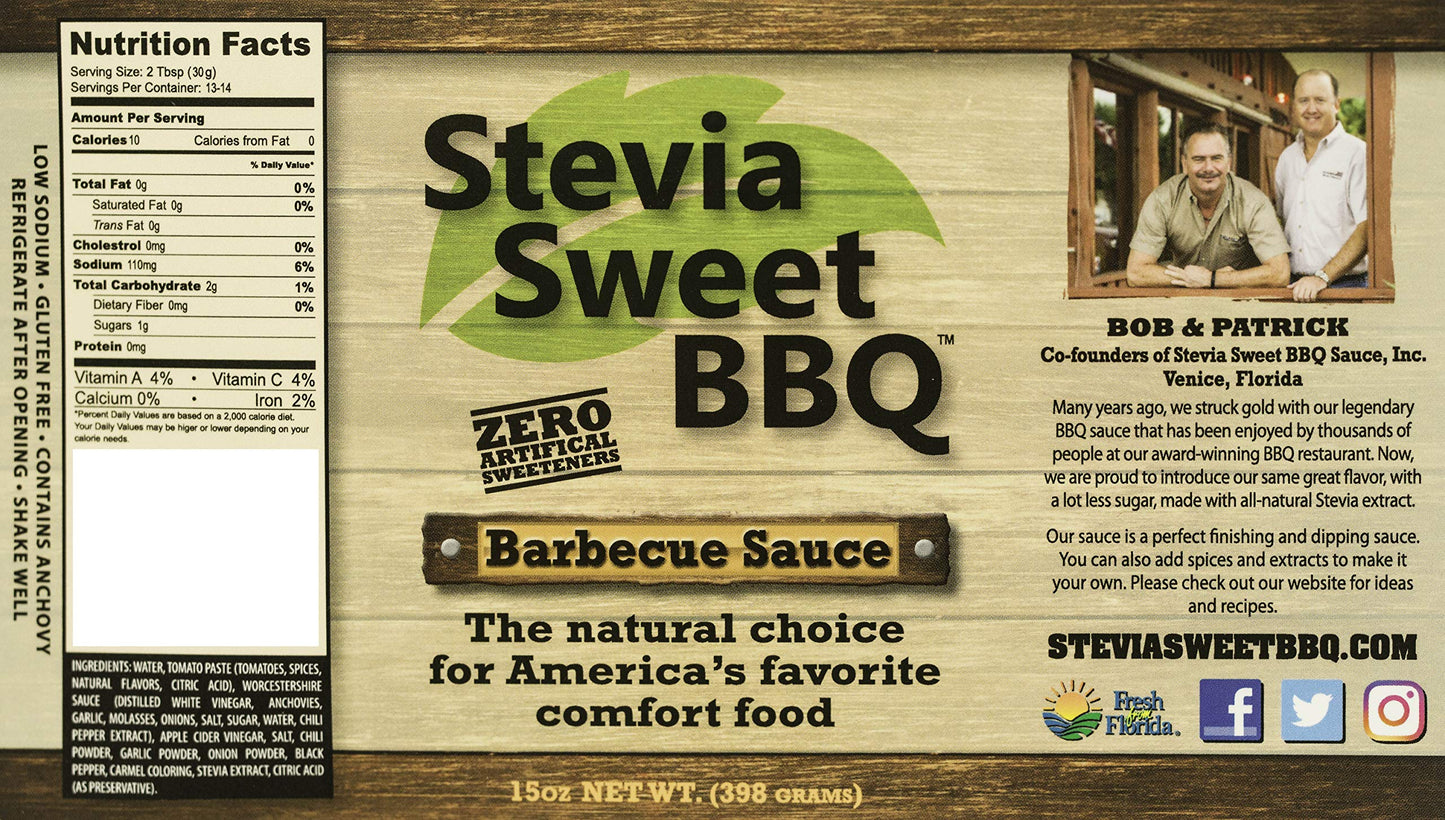 Stevia Sweet BBQ Sauce | Low Sugar (1g), Low Carb, Low Sodium, Gluten & Fat Free | Paleo & Keto Diet Friendly Barbecue Sauce | Z