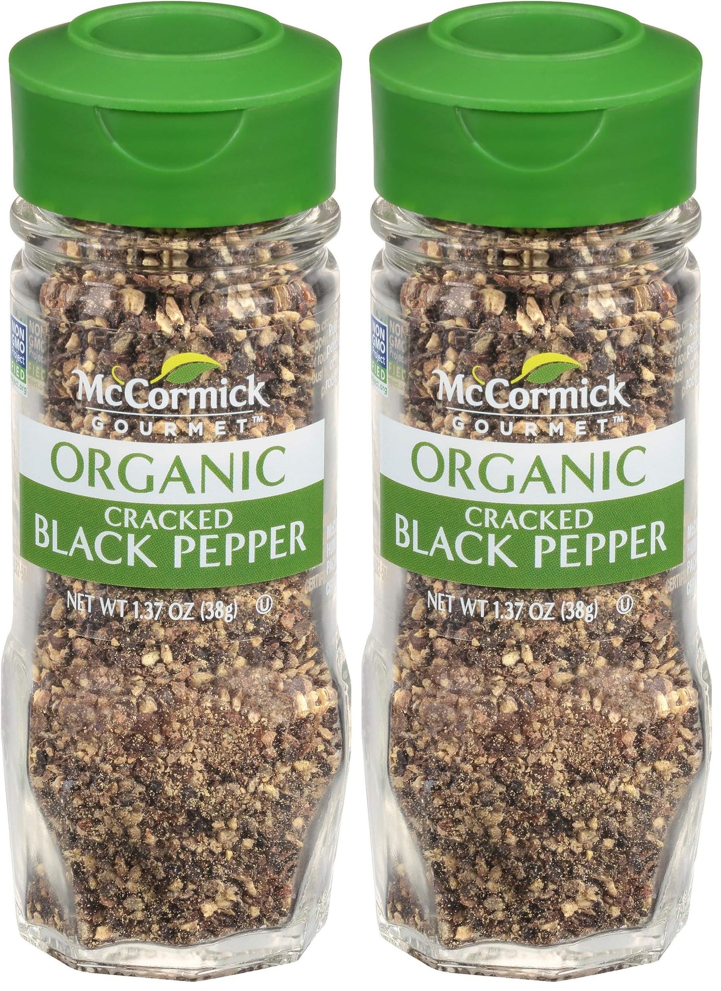 McCormick Gourmet Organic Cracked Black Pepper, 1.37 oz (Pack of 2)