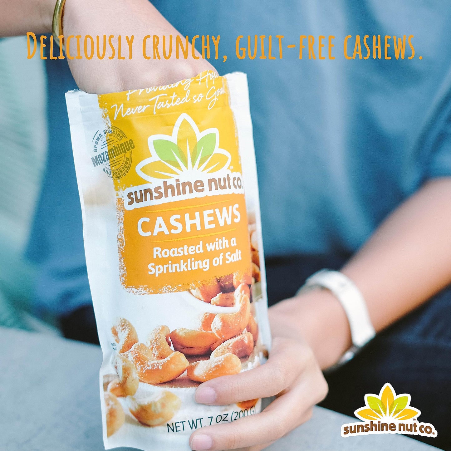 Sunshine Nut Co. Whole Roasted Lightly Salted Cashews, Sprinkling Of Salt Flavor, 4 Pack, 7 Oz. Each, Gluten Free, Peanut Free And Vegan Individual Snack Packs For Kids And Adults, Gmo Free