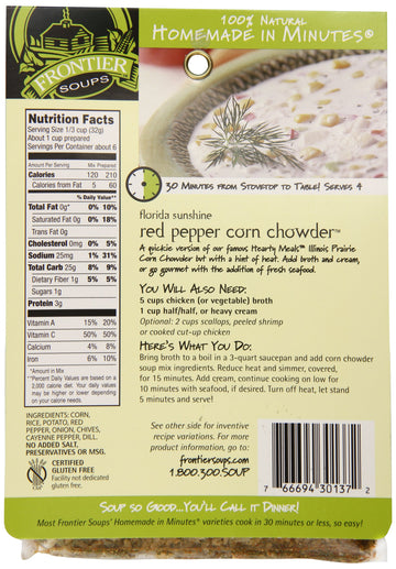 Frontier Soups Homemade In Minutes Chowder Mix, Florida Sunshine Red Pepper Corn, 5 Ounce
