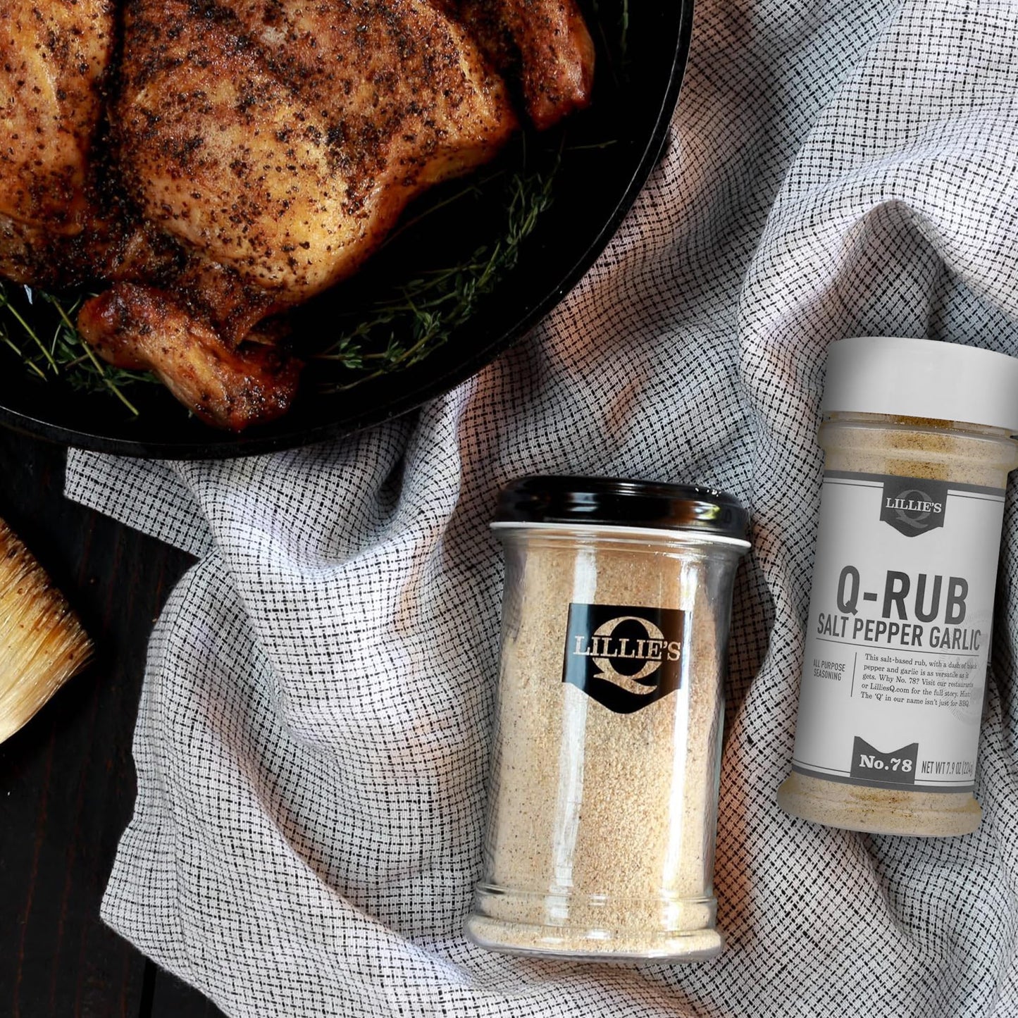 Lillies Q BBQ Rub - Salt-Based All-Purpose Seasoning for Beef, Pork, Chicken & Turkey, 7.9 oz, 2-Pack