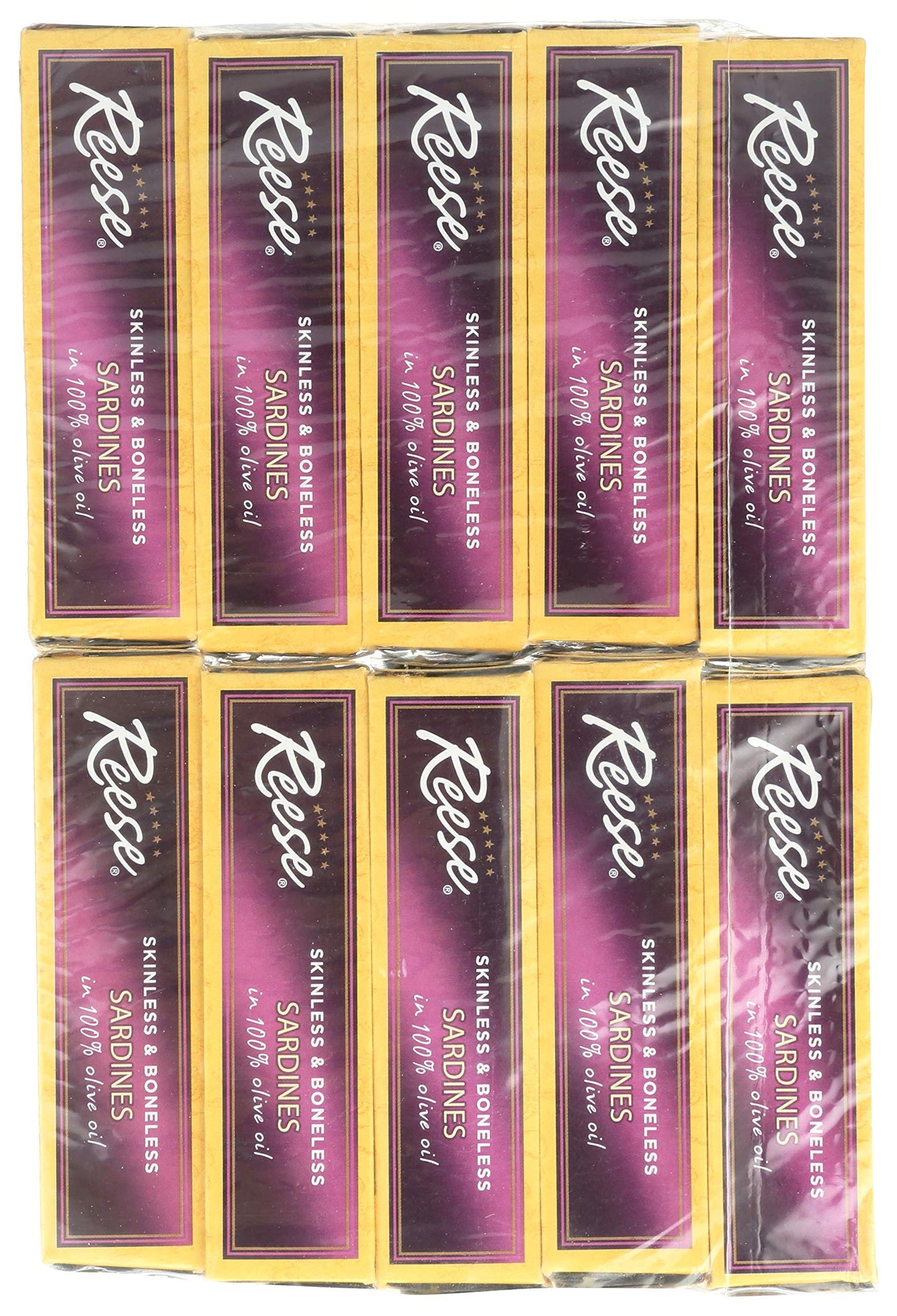 Reese Skinless And Boneless Sardines In 100% Olive Oil, 4.38-Ounces (Pack Of 10)