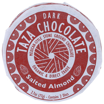 Taza Chocolate Organic Mexicano Disc 40% Dark Chocolate, Salted Almond, 2.7 Ounce (1 Count), Vegan