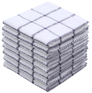 Cotton Grid Dish Cloths, Terry Cleaning Rags, 12 X 12 Inches, Light And Soft, Quick Drying Dish Rags, 8Pc/Set (Purple)