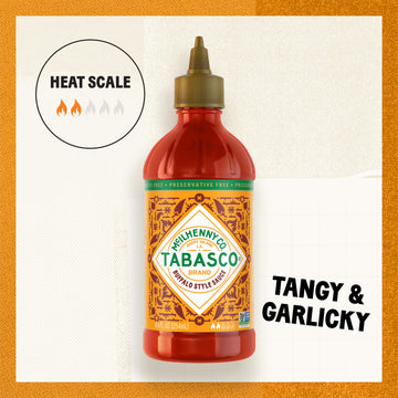 Tabasco® Brand Buffalo Style Sauce, Medium Hot Sauce, Easy-To-Squeeze Bottle, Thick & Tangy, Five Simple Ingredients, Great On Chicken Party Wings & More, 8.6 Fl Oz (Pack Of 1)